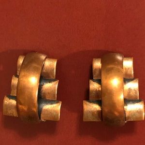 Vintage clip earrings Copper Renoir
